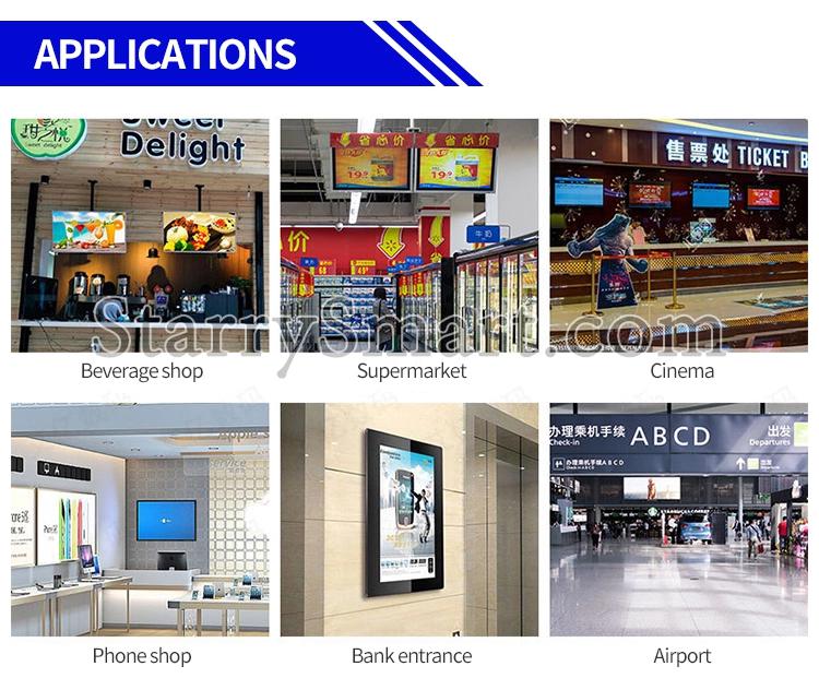 Indoor Wall Mount Advertising Digital Signage Ultra Thin LCD Display Screen